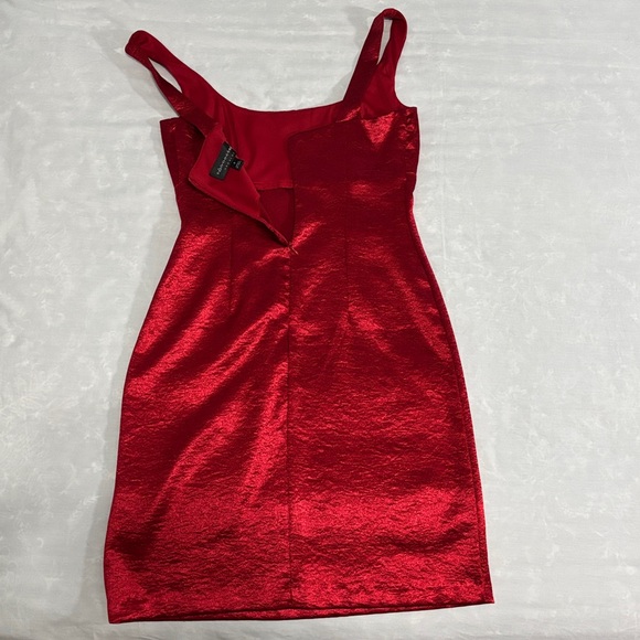 Connected Apparel Red Satin Dress 8 - Picture 4 of 6